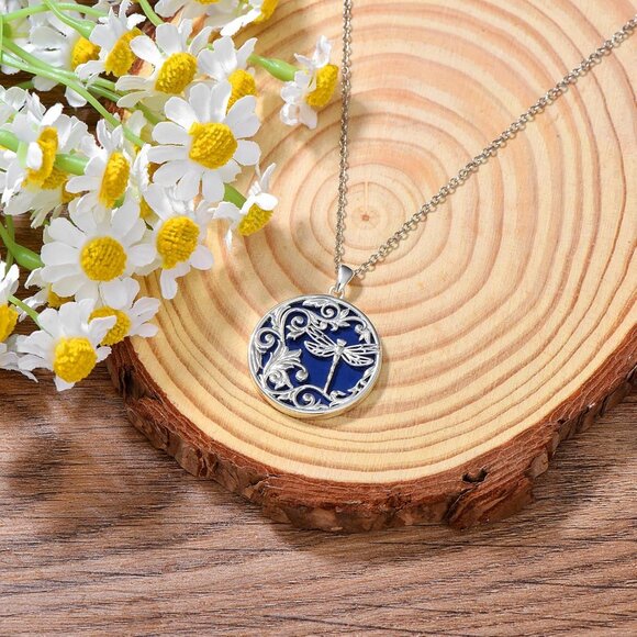 Sterling Silver Dragonfly Necklace with Lapis Lazuli, 18+2in Chain, Gift Box - Picture 4 of 7